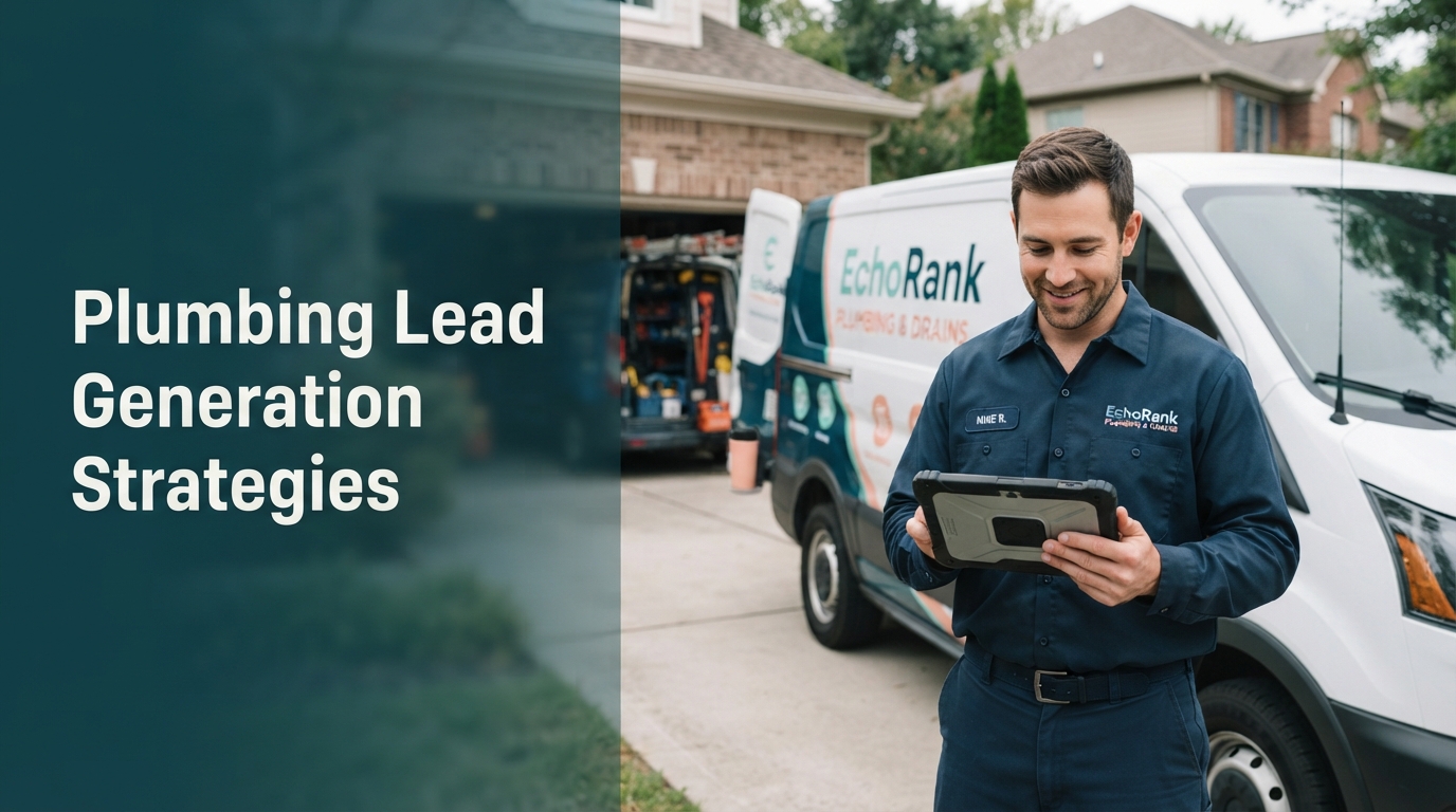 A professional plumber using a tablet to manage service calls in a clean, branded work van.